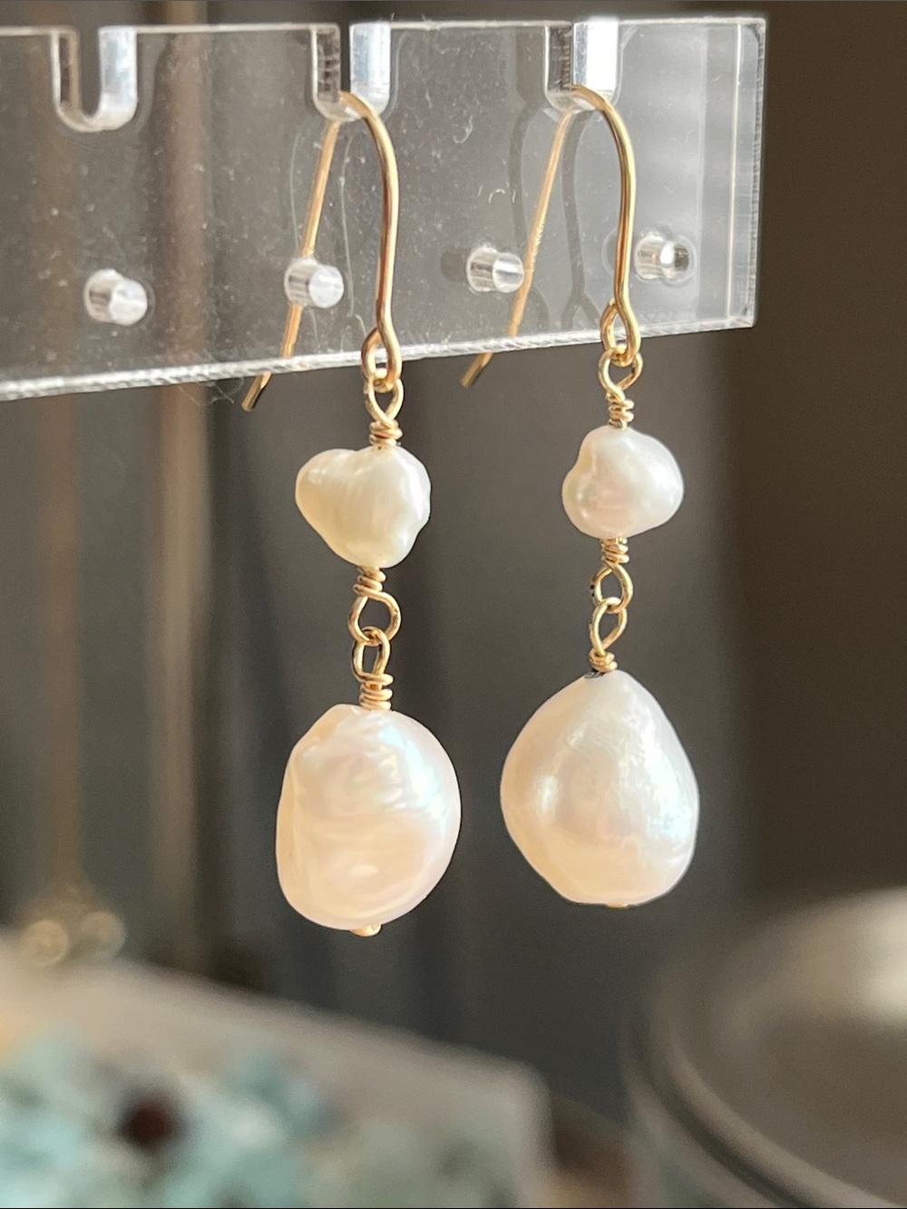 Gold-Fill Freshwater Pearl Drop Earrings - White Pearls